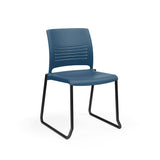 KI Strive Sled Base Chair | Stacking | Arms or Armless Guest Chair, Cafe Chair, Stack Chair, Classroom Chairs KI Frame Color Black Shell Color Sky Blue 