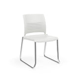 KI Strive Sled Base Chair | Stacking | Arms or Armless Guest Chair, Cafe Chair, Stack Chair, Classroom Chairs KI Frame Color Chrome Shell Color Cottonwood 