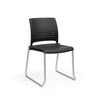 KI Strive Sled Base Chair | Stacking | Arms or Armless Guest Chair, Cafe Chair, Stack Chair, Classroom Chairs KI Frame Color Silver Shell Color Black 