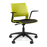 Lumin Light Task Chair with Fixed Arms Office Chair, Conference Chair, Computer Chair, Teacher Chair, Meeting Chair SitOnIt Apple Plastic Vinyl Color Onyx 