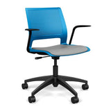 Lumin Light Task Chair with Fixed Arms Office Chair, Conference Chair, Computer Chair, Teacher Chair, Meeting Chair SitOnIt Pacific Plastic Vinyl Color Platinum 