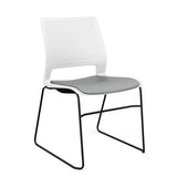 Lumin Wire Rod Guest Chair - Vinyl Seat Guest Chair, Cafe Chair, Stack Chair SitOnIt Arctic Plastic Vinyl Color Platinum Black Frame