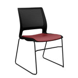 Lumin Wire Rod Guest Chair - Vinyl Seat Guest Chair, Cafe Chair, Stack Chair SitOnIt Black Plastic Vinyl Color Ruby Black Frame