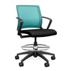 Movi Light Task Stool - Black Frame Stools SitOnIt Fabric Color Licorice Mesh Color Aqua 