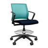 Movi Light Task Stool - Black Frame Stools SitOnIt Fabric Color Navy Mesh Color Aqua 