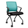 Movi Nester Chair - Black Frame Nesting Chairs SitOnIt Fabric Color Licorice Mesh Color Aqua 