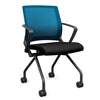 Movi Nester Chair - Black Frame Nesting Chairs SitOnIt Fabric Color Licorice Mesh Color Electric Blue 
