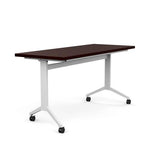 Ocala Flip Top Table Classroom Table, Multipurpose Table SitOnIt Laminate Color Brazilian Walnut Frame Color White 