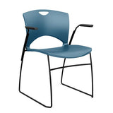 OnCall Wire Rod Stack Chair Guest Chair, Stack Chair SitOniT Lagoon Plastic Arms Black Frame