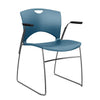 OnCall Wire Rod Stack Chair Guest Chair, Stack Chair SitOniT Lagoon Plastic Arms Frame Color Chrome