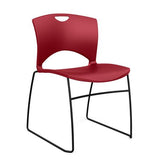 OnCall Wire Rod Stack Chair Guest Chair, Stack Chair SitOniT Red Plastic No Arms Black Frame