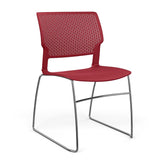 Orbix Wire Rod Chair Plastic Shell Guest Chair, Cafe Chair, Stack Chair SitOnIt Armless Frame Color Chrome Plastic Color Red