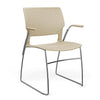 Orbix Wire Rod Chair Plastic Shell Guest Chair, Cafe Chair, Stack Chair SitOnIt Fixed Arm Frame Color Chrome Plastic Color Bisque