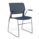 Orbix Wire Rod Chair Plastic Shell Guest Chair, Cafe Chair, Stack Chair SitOnIt Fixed Arm Frame Color Chrome Plastic Color Navy