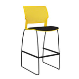 Orbix Wire Rod Stool Upholstered Seat Stools SitOnIt Frame Color Black Plastic Color Lemon Fabric Color Peppercorn