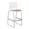 Orbix Wire Rod Stool Upholstered Seat Stools SitOnIt Frame Color Chrome Plastic Color Arctic Fabric Color Nutmeg