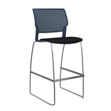 Orbix Wire Rod Stool Upholstered Seat Stools SitOnIt Frame Color Chrome Plastic Color Navy Fabric Color Peppercorn