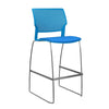Orbix Wire Rod Stool Upholstered Seat Stools SitOnIt Frame Color Chrome Plastic Color Pacific Fabric Color Electric Blue