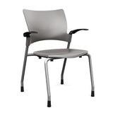 Relay Four Leg Chair Guest Chair, Cafe Chair, Stack Chair, Classroom Chairs SitOnIt Sterling Plastic Silver Frame Fixed Arms