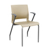 Rio 4 Leg Guest Chair Guest Chair, Stack Chair SitOnIt Bisque Plastic With Arms Silver Frame