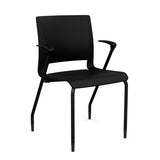 Rio 4 Leg Guest Chair Guest Chair, Stack Chair SitOnIt Black Plastic With Arms Black Frame