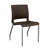 Rio 4 Leg Guest Chair Guest Chair, Stack Chair SitOnIt Chocolate Plastic No Arms Silver Frame