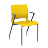Rio 4 Leg Guest Chair Guest Chair, Stack Chair SitOnIt Lemon Plastic With Arms Silver Frame