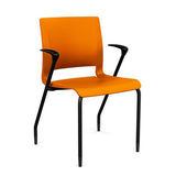 Rio 4 Leg Guest Chair Guest Chair, Stack Chair SitOnIt Tangerine Plastic With Arms Black Frame