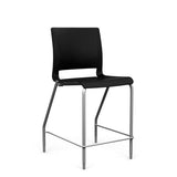 Rio 4 Leg Stool Stools SitOnIt Black Plastic 24" Counter Height Silver Frame