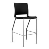 Rio 4 Leg Stool Stools SitOnIt Black Plastic 30" Bar Height Silver Frame