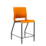 Rio 4 Leg Stool Stools SitOnIt Tangerine Plastic 24" Counter Height Black Frame