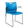Rowdy Sledbase Stack Chair Guest Chair, Cafe Chair, Stack Chair SitOnIt Pacific Plastic Frame Color Chrome Fixed Arms