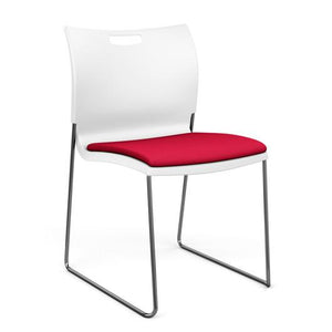 Rowdy Stack Chair, Fabric Seat - Chrome Frame Guest Chair, Cafe Chair, Stack Chair SitOnIt Arctic Plastic Fabric Color Fire Armless