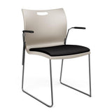 Rowdy Stack Chair, Fabric Seat - Chrome Frame Guest Chair, Cafe Chair, Stack Chair SitOnIt Latte Plastic Fabric Color Licorice Fixed Arms