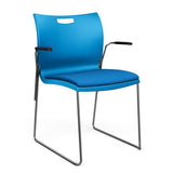 Rowdy Stack Chair, Fabric Seat - Chrome Frame Guest Chair, Cafe Chair, Stack Chair SitOnIt Pacific Plastic Fabric Color Electric Blue Fixed Arms