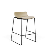 SitOnIt Baja Bar Stool | Low Back | Upholstered Seat | Sled Base Stools SitOnIt Frame Color Black Plastic Color Bisque Fabric Color Natural