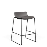 SitOnIt Baja Bar Stool | Low Back | Upholstered Seat | Sled Base Stools SitOnIt Frame Color Black Plastic Color Slate Fabric Color Iron