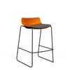 SitOnIt Baja Bar Stool | Low Back | Upholstered Seat | Sled Base Stools SitOnIt Frame Color Black Plastic Color Tangerine Fabric Color Iron