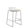 SitOnIt Baja Bar Stool | Low Back | Upholstered Seat | Sled Base Stools SitOnIt Frame Color Chrome Plastic Color Arctic Fabric Color Natural