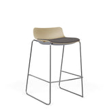 SitOnIt Baja Bar Stool | Low Back | Upholstered Seat | Sled Base Stools SitOnIt Frame Color Chrome Plastic Color Bisque Fabric Color Iron