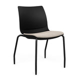 SitOnIt Baja Guest Chair | Four Leg | Upholstered Seat | Black Frame Guest Chair, Cafe Chair, Stack Chair SitOnIt Armless Plastic Color Black Fabric Color Fleece