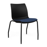 SitOnIt Baja Guest Chair | Four Leg | Upholstered Seat | Black Frame Guest Chair, Cafe Chair, Stack Chair SitOnIt Armless Plastic Color Black Fabric Color Night