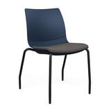 SitOnIt Baja Guest Chair | Four Leg | Upholstered Seat | Black Frame Guest Chair, Cafe Chair, Stack Chair SitOnIt Armless Plastic Color Navy Fabric Color Iron