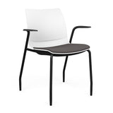 SitOnIt Baja Guest Chair | Four Leg | Upholstered Seat | Black Frame Guest Chair, Cafe Chair, Stack Chair SitOnIt Fixed Arm Plastic Color Arctic Fabric Color Iron