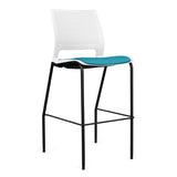 SitOnIt Lumin 4 Leg Stool | Vinyl Seat, Plastic Back | Arms or No Arm Stools SitOnIt Arctic Plastic Vinyl Color Antigua Black Frame