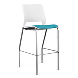 SitOnIt Lumin 4 Leg Stool | Vinyl Seat, Plastic Back | Arms or No Arm Stools SitOnIt Arctic Plastic Vinyl Color Antigua Silver Frame