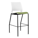 SitOnIt Lumin 4 Leg Stool | Vinyl Seat, Plastic Back | Arms or No Arm Stools SitOnIt Arctic Plastic Vinyl Color Moss Black Frame