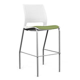 SitOnIt Lumin 4 Leg Stool | Vinyl Seat, Plastic Back | Arms or No Arm Stools SitOnIt Arctic Plastic Vinyl Color Moss Silver Frame