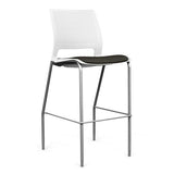 SitOnIt Lumin 4 Leg Stool | Vinyl Seat, Plastic Back | Arms or No Arm Stools SitOnIt Arctic Plastic Vinyl Color Onyx Silver Frame