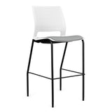 SitOnIt Lumin 4 Leg Stool | Vinyl Seat, Plastic Back | Arms or No Arm Stools SitOnIt Arctic Plastic Vinyl Color Platinum Black Frame